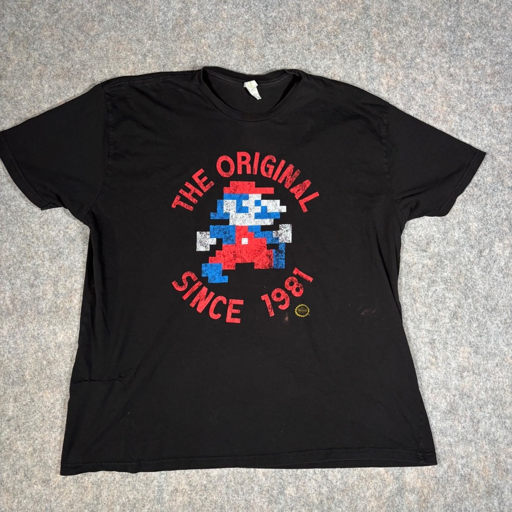 Nintendo Super Mario Graphic T-Shirt Mens 2XL Black The Original Since 1981 READ